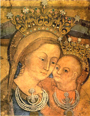 Our Lady of Good Counsel of Genazzano with jewels left by the faithful